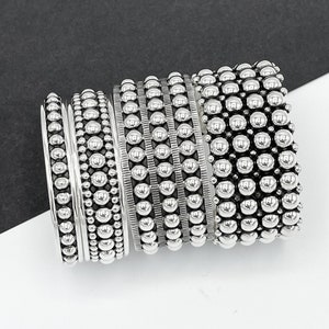 Sterling Silver Dome Cuff Bracelet, Taxco Silver Jewelry, Chunky Silver Bracelet, Southwestern Style Cuff Bracelet, Oxidized Silver