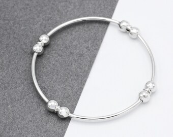 Sterling Silver Beaded Bangle, Spheres Bangle, Stacking Bangle, Silver Bangle, Everyday Bracelet