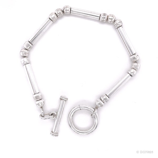 Bracelet en argent sterling, « Bracelet code Morse », bracelet minimaliste, bracelet géométrique, bracelet unisexe, bracelet de perles, bracelet tube