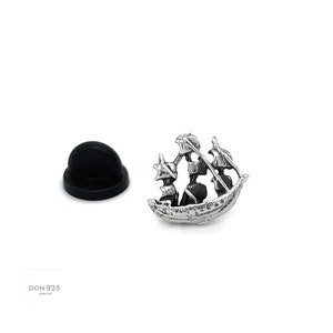 Solid Sterling Silver Lapel Pin, Boat Lapel Pin, Groomsmen Gift, Nautical Pin, Nautical Jewelry, Ocean Jewelry, Sailors Gift, Boat Jewelry