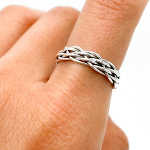 Sterling Silver Ring, Woven Ring, Braided Ring, Unisex Silver Ring, Stacking Ring, Thin Braided Ring, Boho Silver Ring