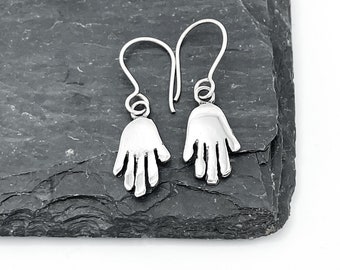 Sterling Silver Earrings, Hand Earrings, Dangle Earrings, Hand Jewelry, Hand Shape Earrings, Fun Earrings, 925 Silver Earrings