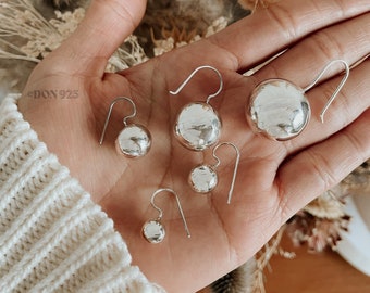 Sterling Silver Sphere Earrings, Silver Ball Drop Earrings, Aesthetic Earrings, Everyday Lightweight Earrings, Disco Ball Earrings