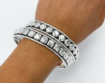 アクセサリー Vintage Mexican Silver Dome Bangle 925 Vintage Mexico Silver Dome Shaped Bangle Bracelet, Mexican