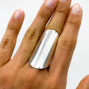 Sterling Silver Ring, Shield Ring, Chunky Silver Ring, Armor Ring, Full Finger Ring, Statement Ring, Polished Silver Ring