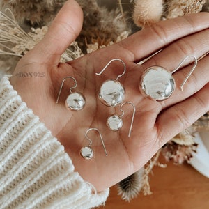 Sterling Silver Sphere Earrings, Silver Ball Drop Earrings, Aesthetic Earrings, Everyday Lightweight Earrings, Disco Ball Earrings
