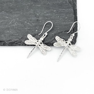 Sterling Silver Earrings, Dragonfly Earrings, Dragonfly Jewelry, Drop & Dangle Earrings, Insect Earrings, Insect Jewelry, Gift for Her