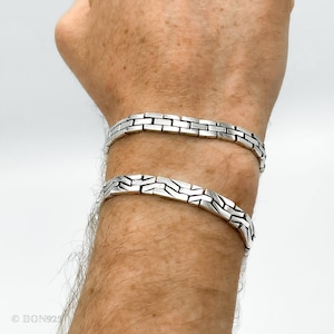Sterling Silver Bracelet, Vintage Mexican Bracelet, Men&#39;s Silver Bracelet, Geometric Bracelet, Link Bracelet
