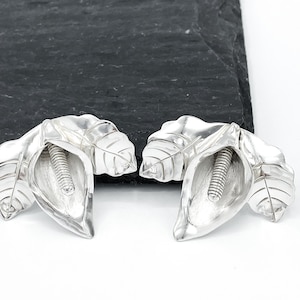 Big Sterling Silver Earrings, Calla Lilly Earrings, Flower Earrings, Calla Lilly Jewelry, Bridal Earrings, Boho Bride Earrings