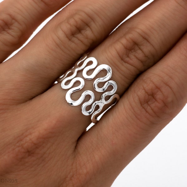 Sterling Silver Ring, Abstract Ring, Wavy Ring, Rings for Women, Bohemian Ring, Cool Ring