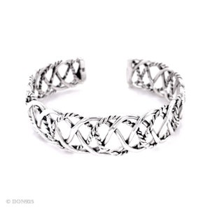 Sterling Silver Woven Cuff Bracelet, Unisex Nautical Bracelet, Twisted Stacking Bracelet, Braided Sliver Bracelet, Southwestern Bracelet