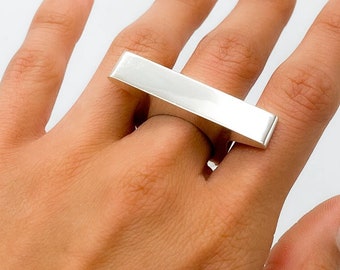 Sterling Silver Ring, Bar Ring, Unusual Ring, Chunky Silver Ring, Modern Ring, Geometric Ring, Big Silver Ring, Statement Bar Ring