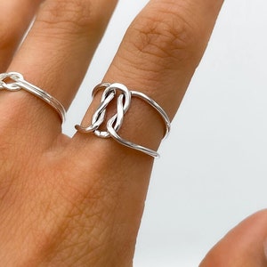 Sterling Silver Ring, Knot Ring, Dainty Ring, Minimalist Ring, Infinity Knot Ring, Double Knot Ring, Love Knot Ring,  Nautical Knot Jewelry