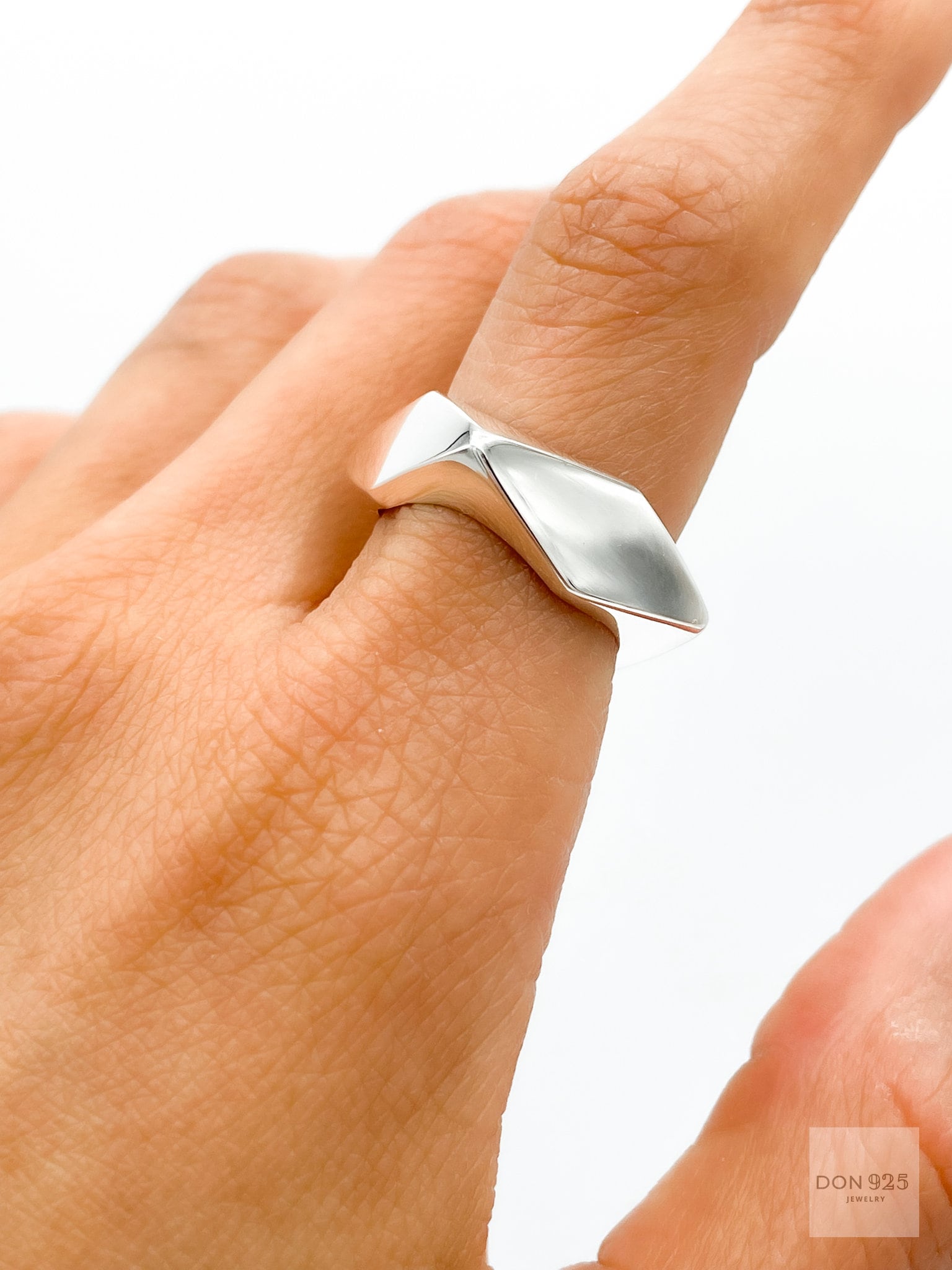 Sterling Silver Ring, Rhombus Ring, Geometric Ring