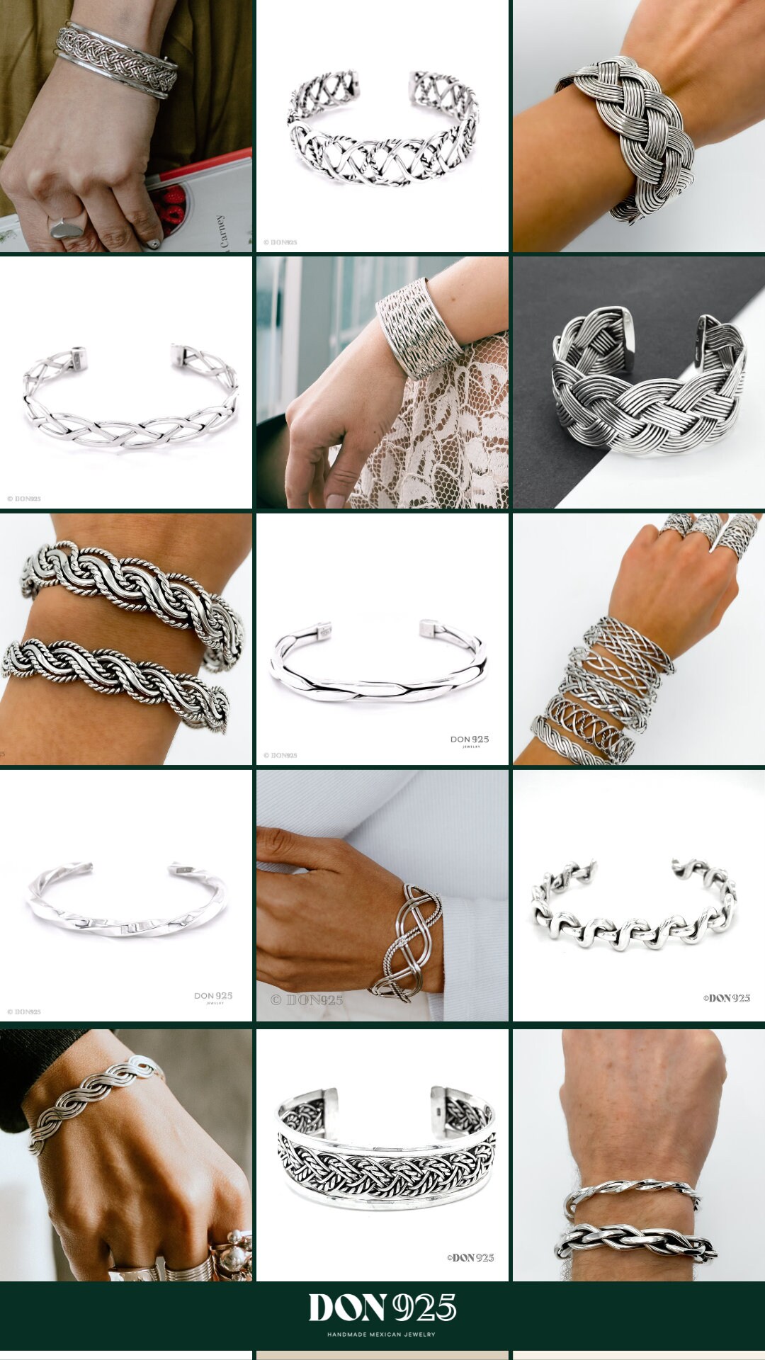 スターリングシルバー編み込みリング：ユニセックス編み込み