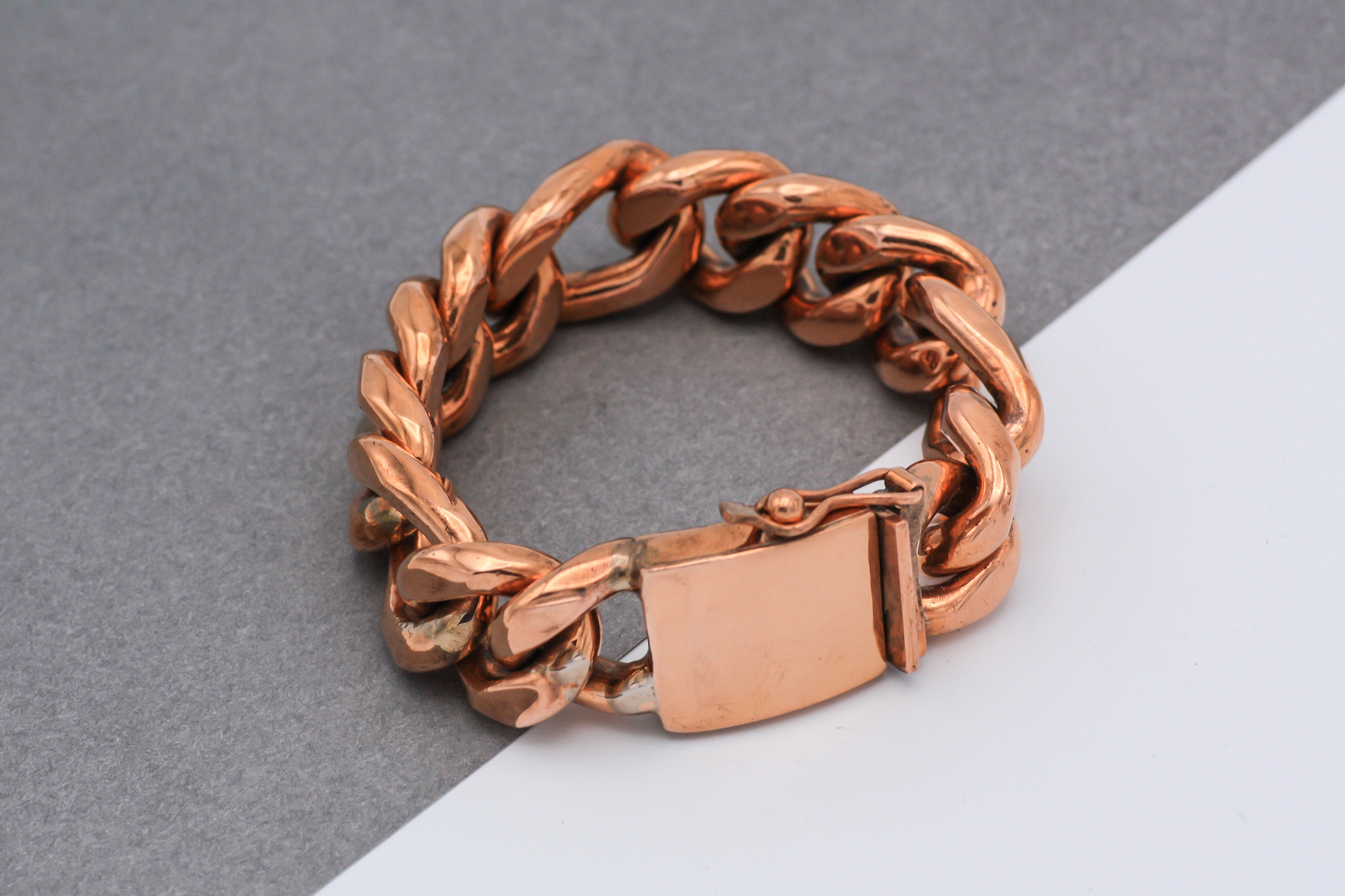 Men's Copper Bracelet Heavy and Thick Bracelet Figaro Etsy