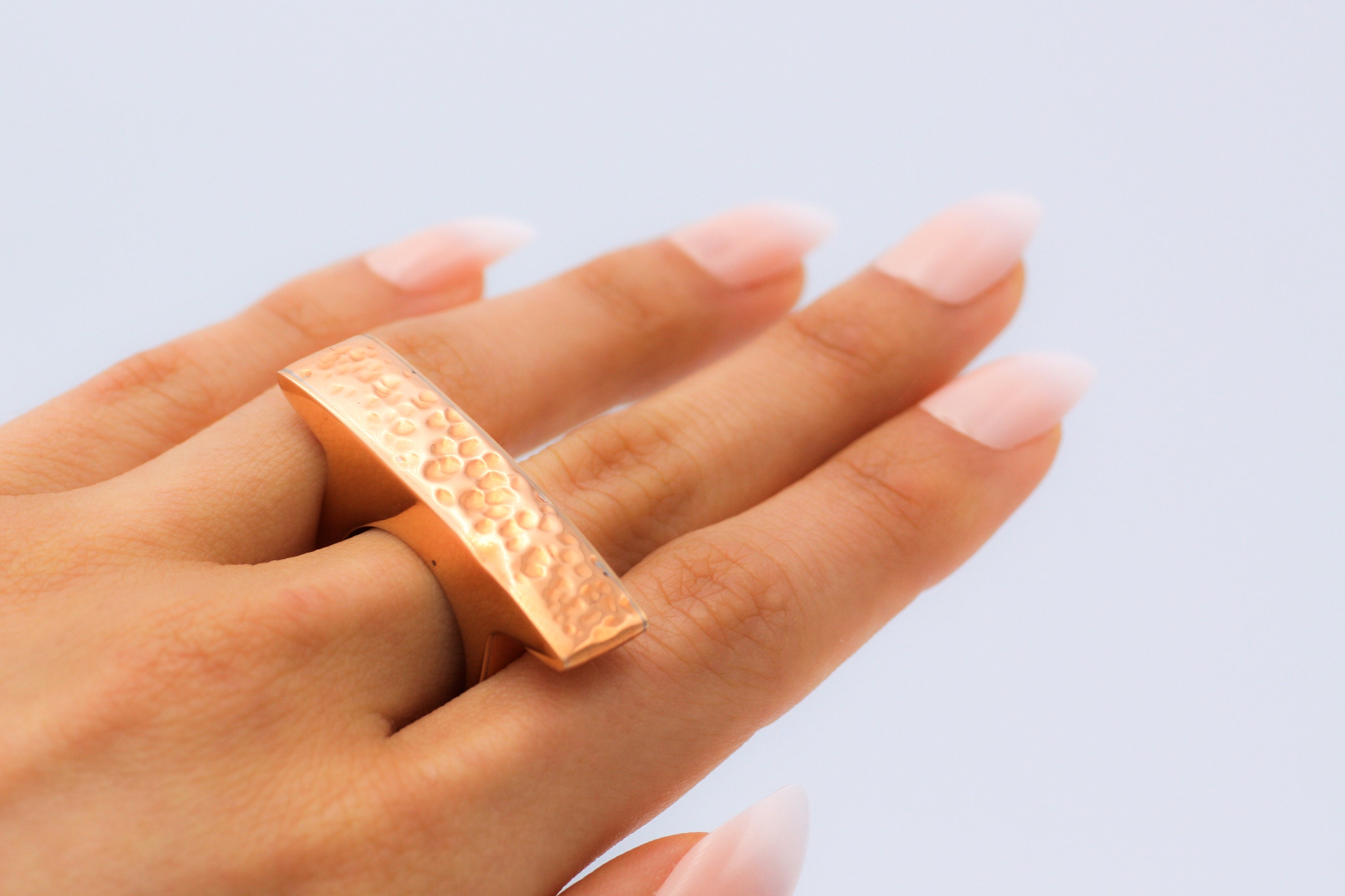 Long Bar Ring Copper Ring Geometric Ring Chunky Ring Etsy