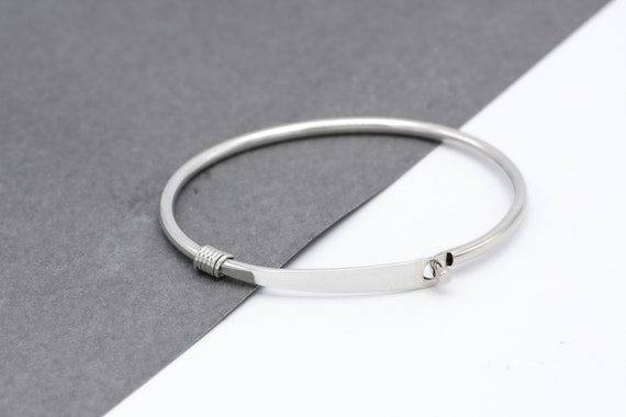 ID Bracelet, Sterling Silver Bangle, Loop and Hook Bracelet, ID