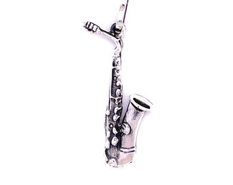 Sterling Silber Anhänger, Sterling Silber Charm, Saxophon Anhänger, Saxophon Charm, Saxophon Schmuck, Musik Anhänger, Saxophon Geschenke