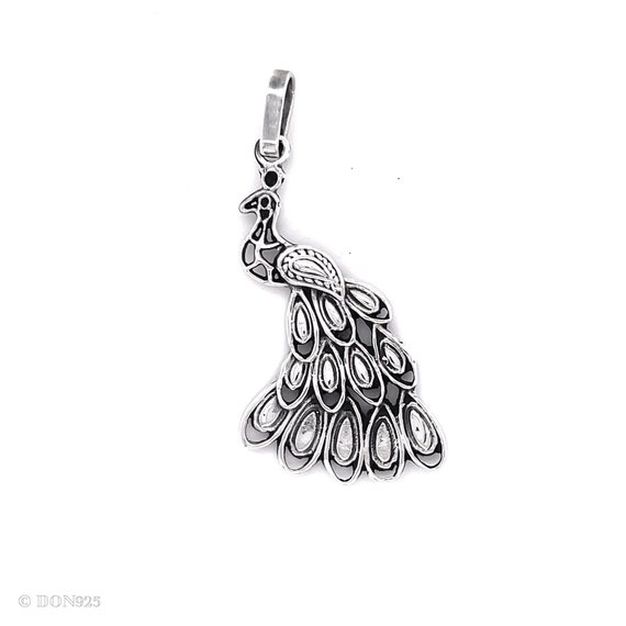 Silver peacock pendant deals