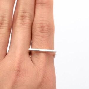 Minimalist Sterling Silver Ring, Stacking Ring, Flat Bar Ring, Thin Silver Ring, Horizontal Bar Ring, Dainty Silver Ring, Geometric Ring image 3