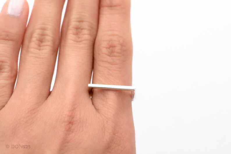 Horizontal Bar Ring Silver Band Geometric Jewelry Thin Silver Ring Dainty Sterling Silver Ring Minimalist Ring Stacking Ring
