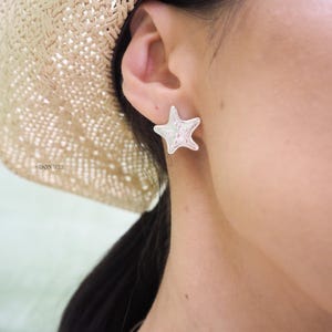 Sterling Silver Starfish Stud Earrings - Ocean Jewelry, Nautical Gift, Statement Beach Jewelry, Sea Star Aesthetic Earrings