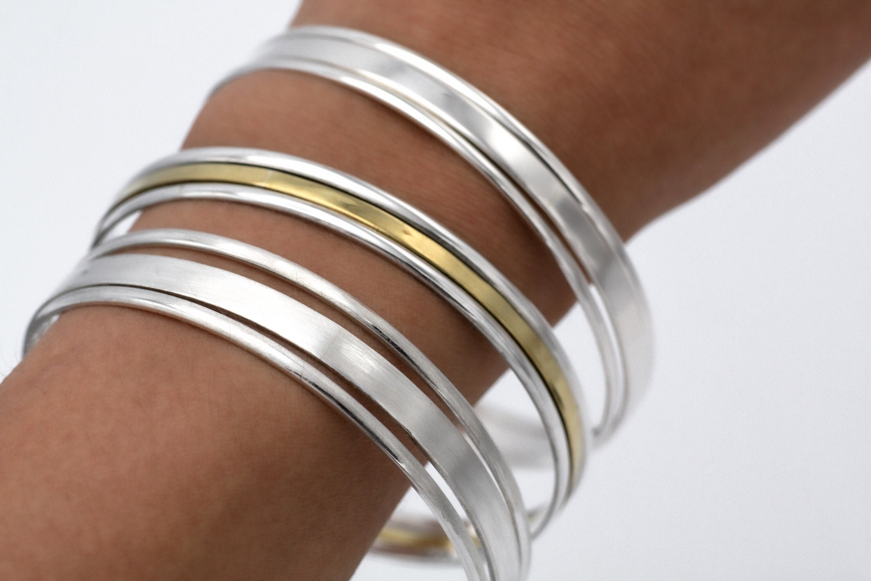 Sterling Silver Bangle Bracelet Set, Stacking Bangles, Set