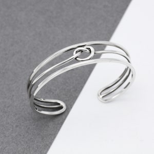 Pulsera de nudo de plata de ley, regalo para dama de honor, pulsera de nudo de amor, pulsera apilable 3 en 1