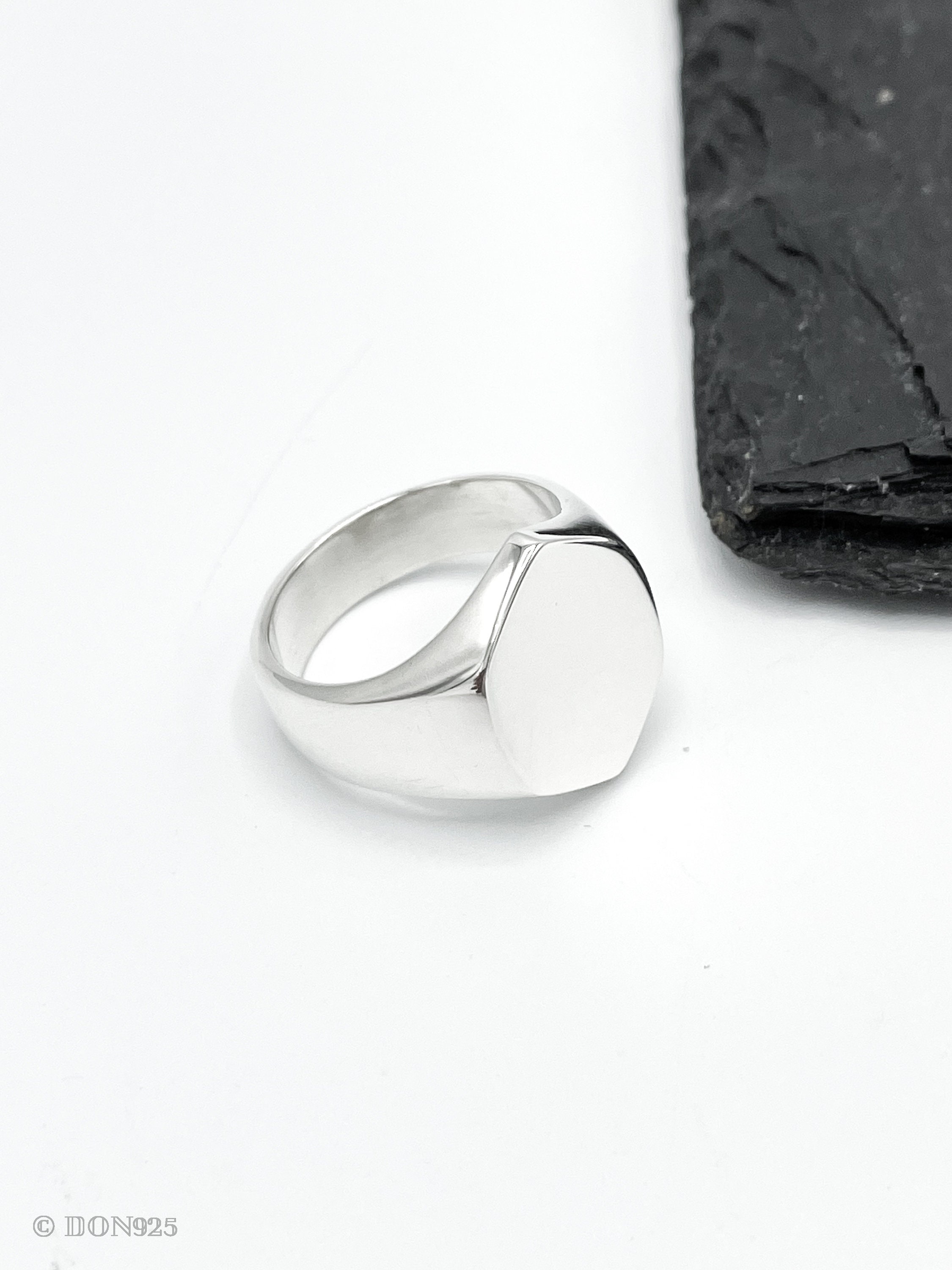 Sterling Silver Signet Ring, Hexagon Signet Ring, Geometric