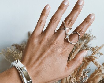 Sterling Silver X Ring, Minimalist Ring, Geometric Ring