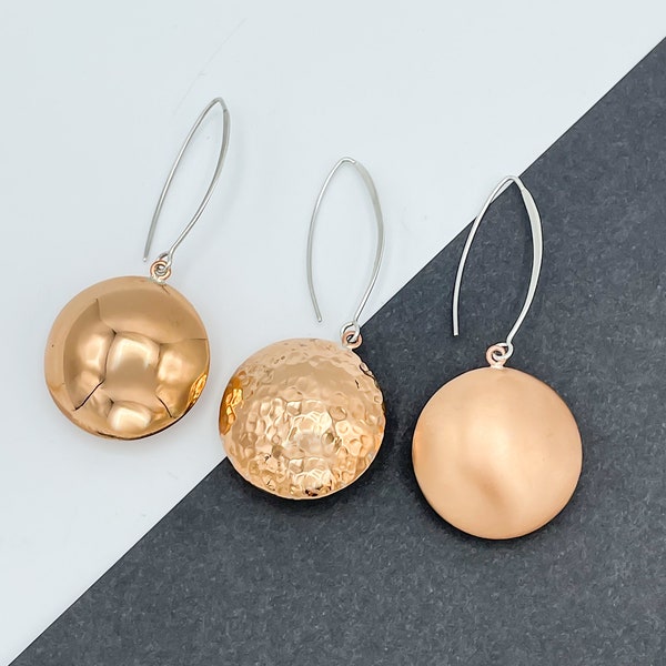 Copper Disc Earrings Etsy