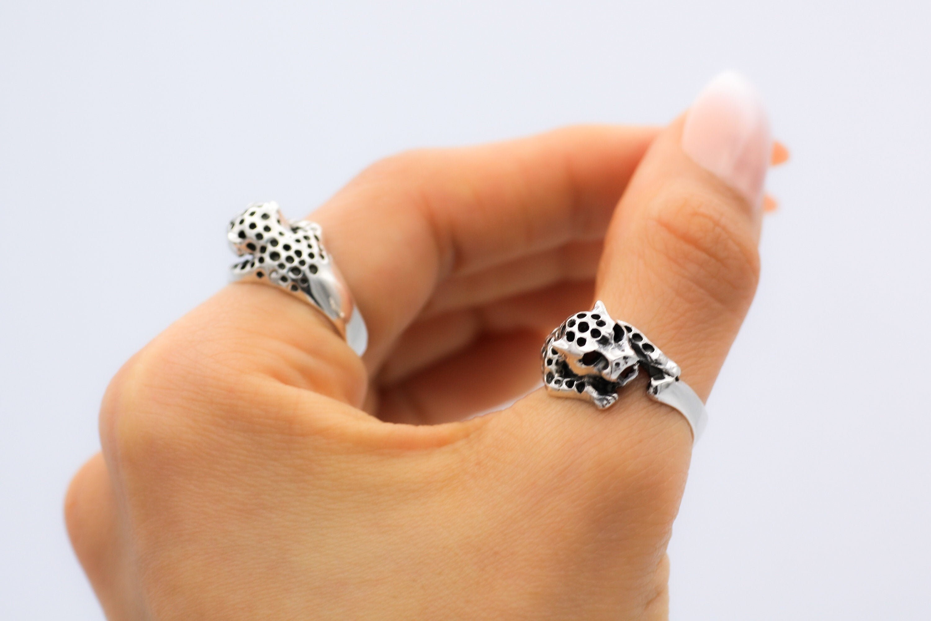 Sterling Silver Ring Leopard Ring Cheetah Ring Cat Ring Etsy