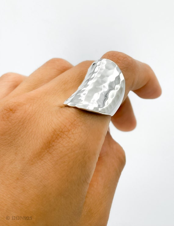 Sterling Silver Curved Hammered Ring Sterling Silver Curved Hammered Ring