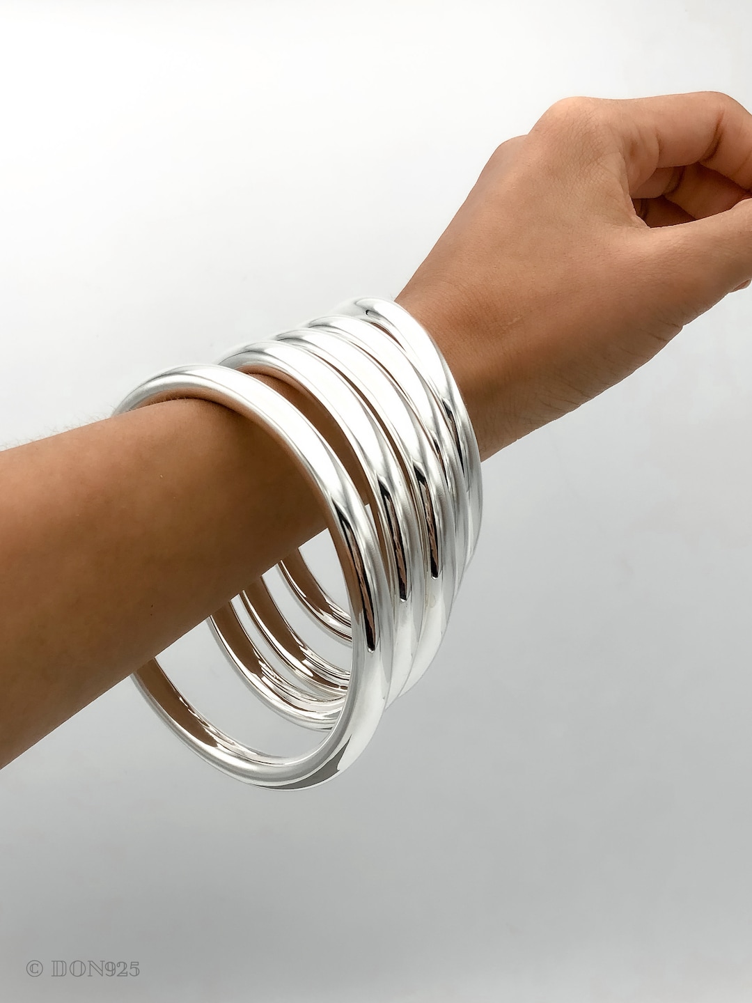 Thin V Shape Silver Cuff Bracelet - 925 Sterling Silver , Fits Size 6 to 7 inch Wrist