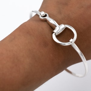 Sterling Silver Bangle, Horse Bit Bracelet, Snaffle Bit Bracelet, Horse Bit Bangle, Equestrian Bracelet, Solid Silver Bangle, Horse Jewelry