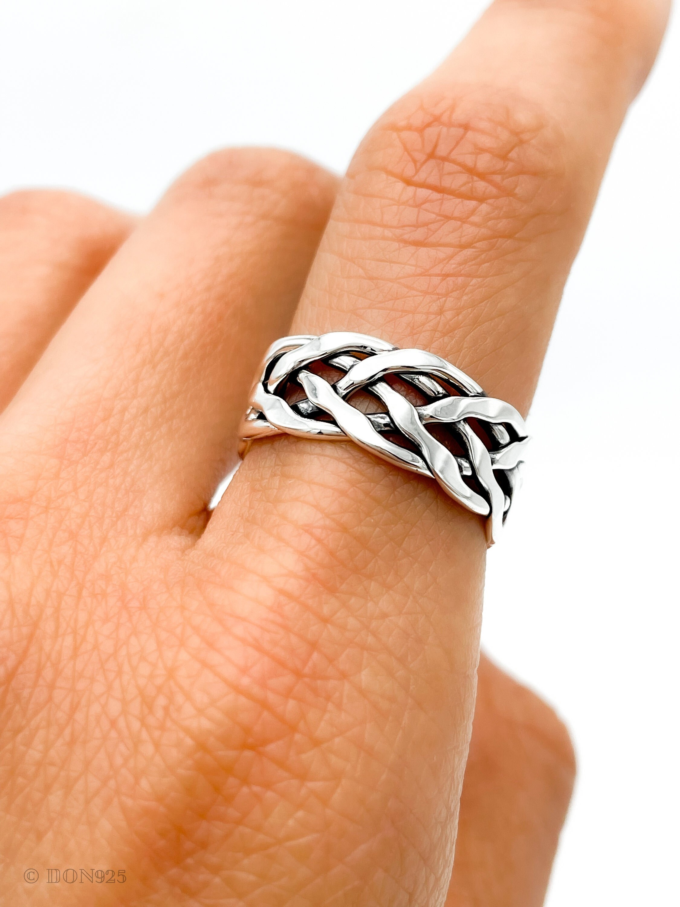 Anillo de Plata de Ley Anillo Tejido Anillo Trenzado Anillo de Plata