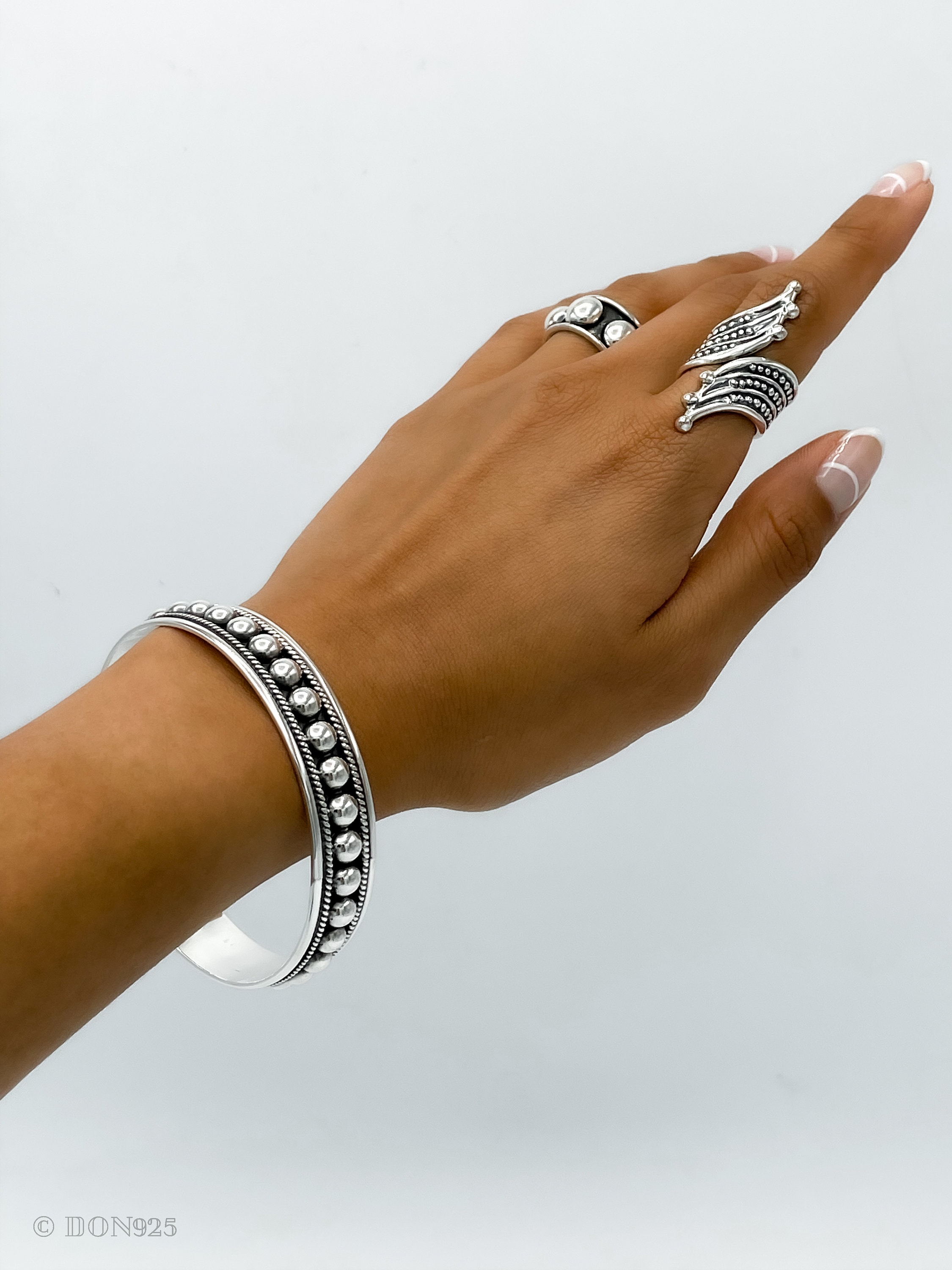 Oxidized Sterling Silver Dome Bangle: Twisted Rope, Chunky Boho