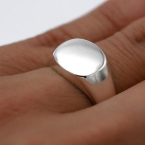 Massiver Sterling Silber Siegelring, Oval Siegelring, Ovaler Ring, Pinky Siegelring, Männer Siegelring, Frauen Siegelring, moderner Ring