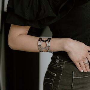 Solid Sterling Silver Wide Bracelet, Statement Chunky Bracelet, Bold Silver Bracelet, Geometric Modern Bracelet, &quot;Os Silver Cuff Bracelet&quot;