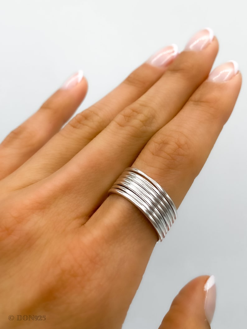 Sterling Silver Stacking Set Ring, Minimalist Rings, Thin Silver Ring, Set of 7 Rings, Anillo Semanario, Stackable Rings, Aesthetic Ring image 6