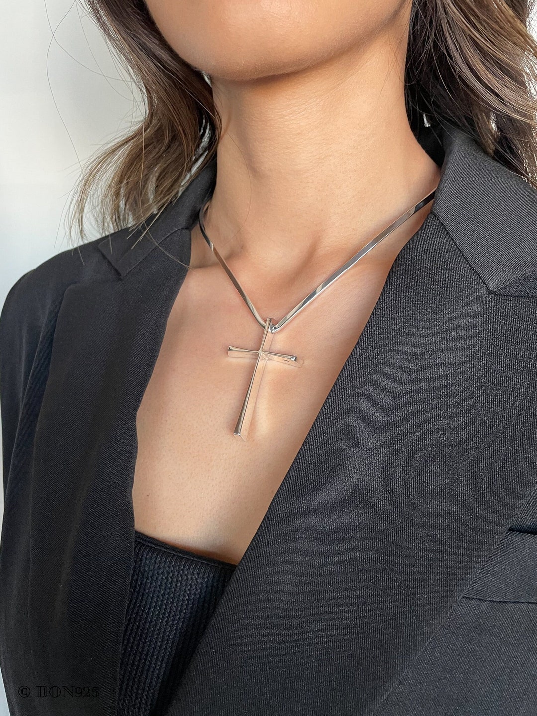 Andelaisi Silver Sword & Cross Pendant Choker Necklace - Bohemian Vintage Dagger Jewelry For Women