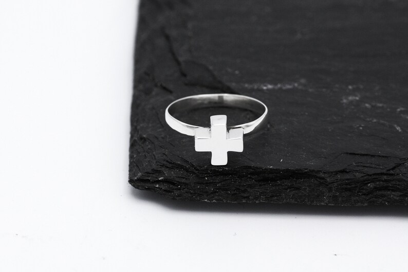 Sterling Silver Cross Ring Minimal Cross Ring Religious Etsy