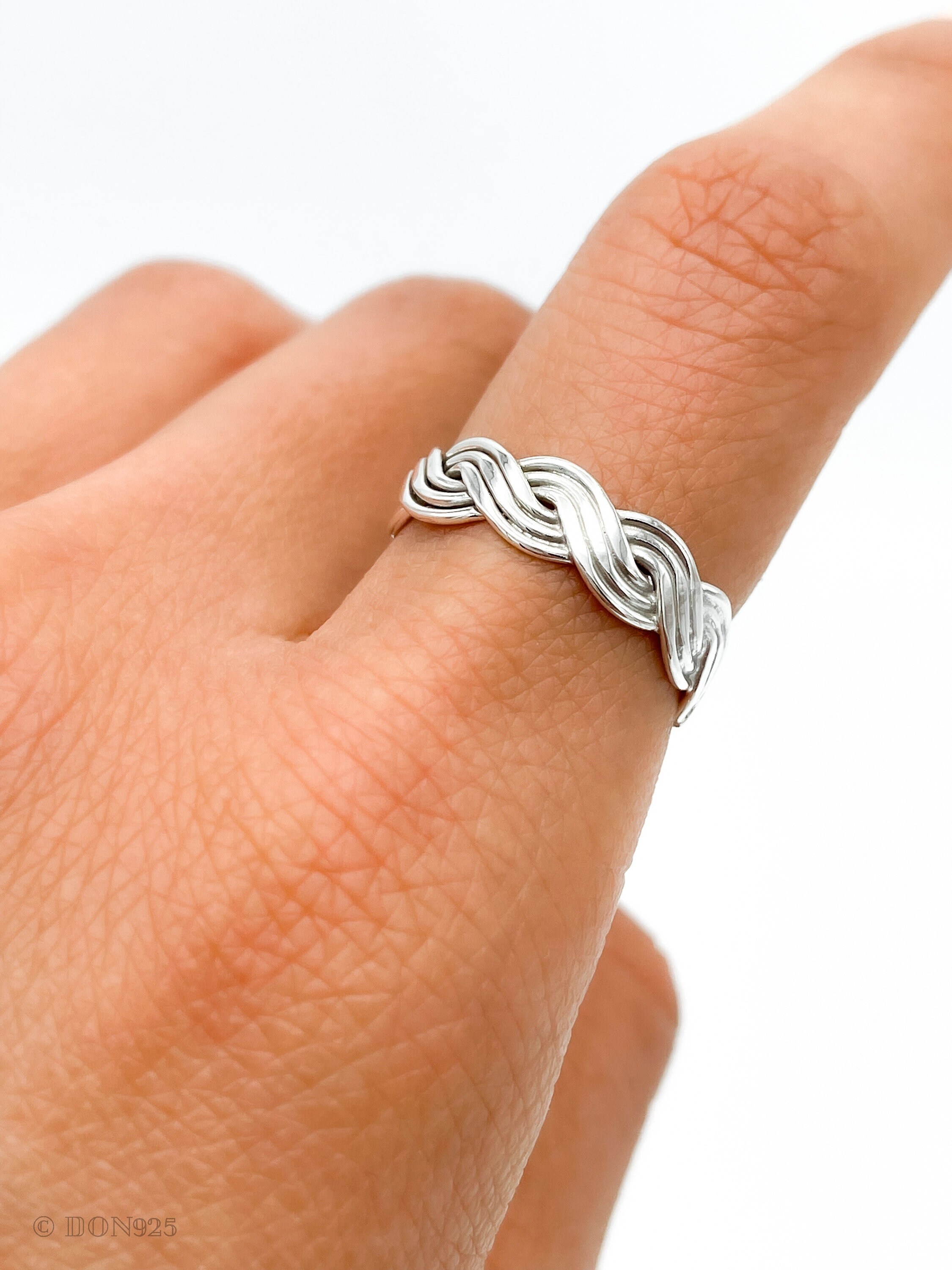 スターリングシルバー 編み込みリング スターリングシルバー編み込みリング：ユニセックス編み込み