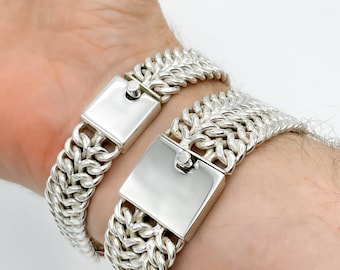 A*様 silver925 ID DBL Real 925 Sterling Silver 19mm Tiger With 12mm Curb Link