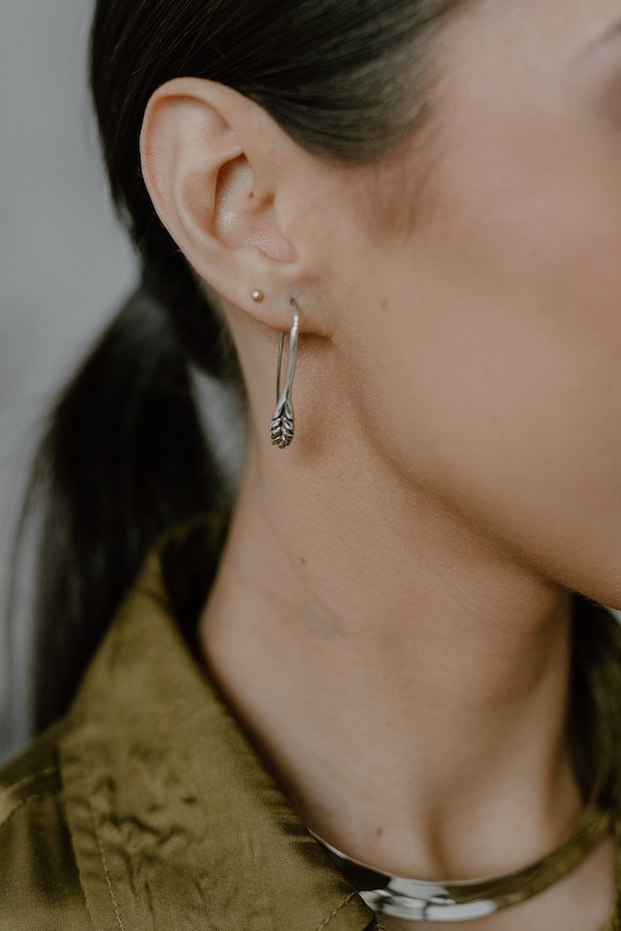 Sterling Silver Earrings Wheat Earrings Plant Earrings