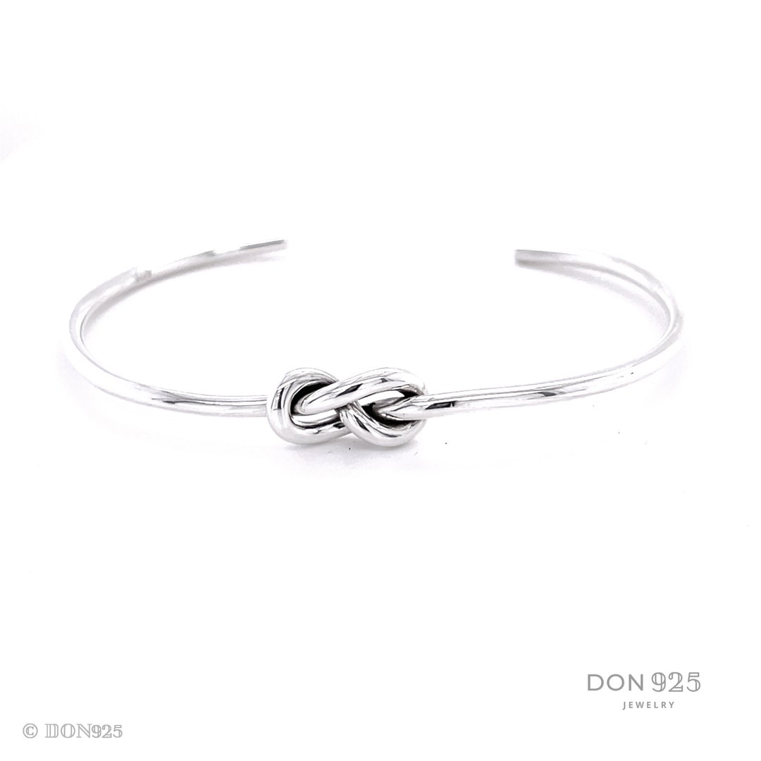Sterling Silver Knot Cuff Bracelet, Infinity Bracelet, Love Bracelet