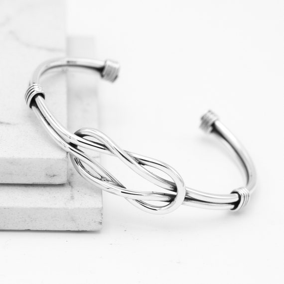 Sterling Silver Sailor's Love Knot Design Cuff Bangle Bracelet Sterling Silver Sailor's Love Knot Design Cuff Bangle Bracelet