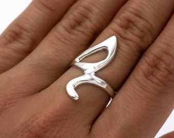Sterling Silver Ring, Leaf Ring, Abstract Ring, Boho Ring, Statement Ring, Modern Ring, Nature Ring