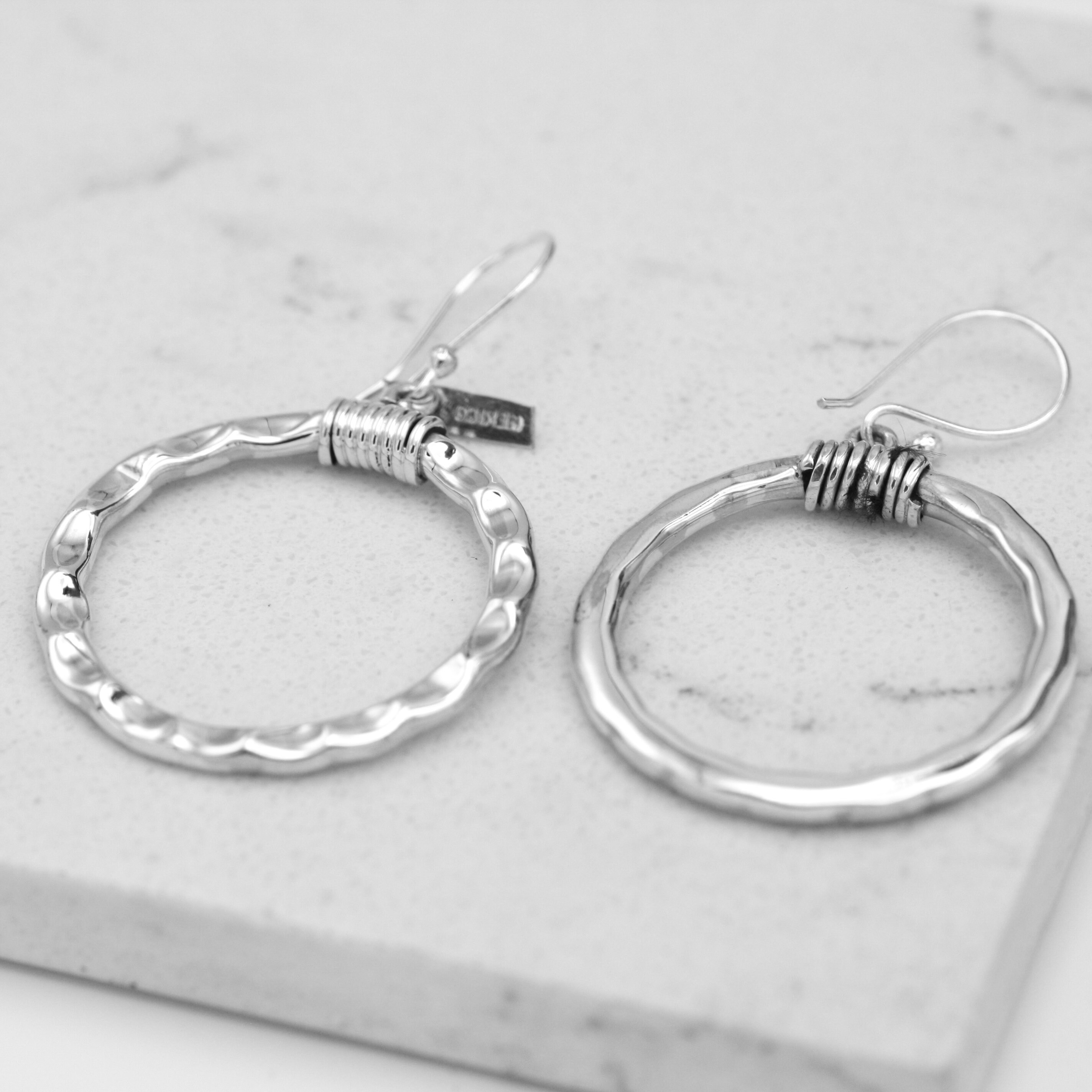 Sterling Silver Circle Earrings Round Dangle Earrings Etsy UK